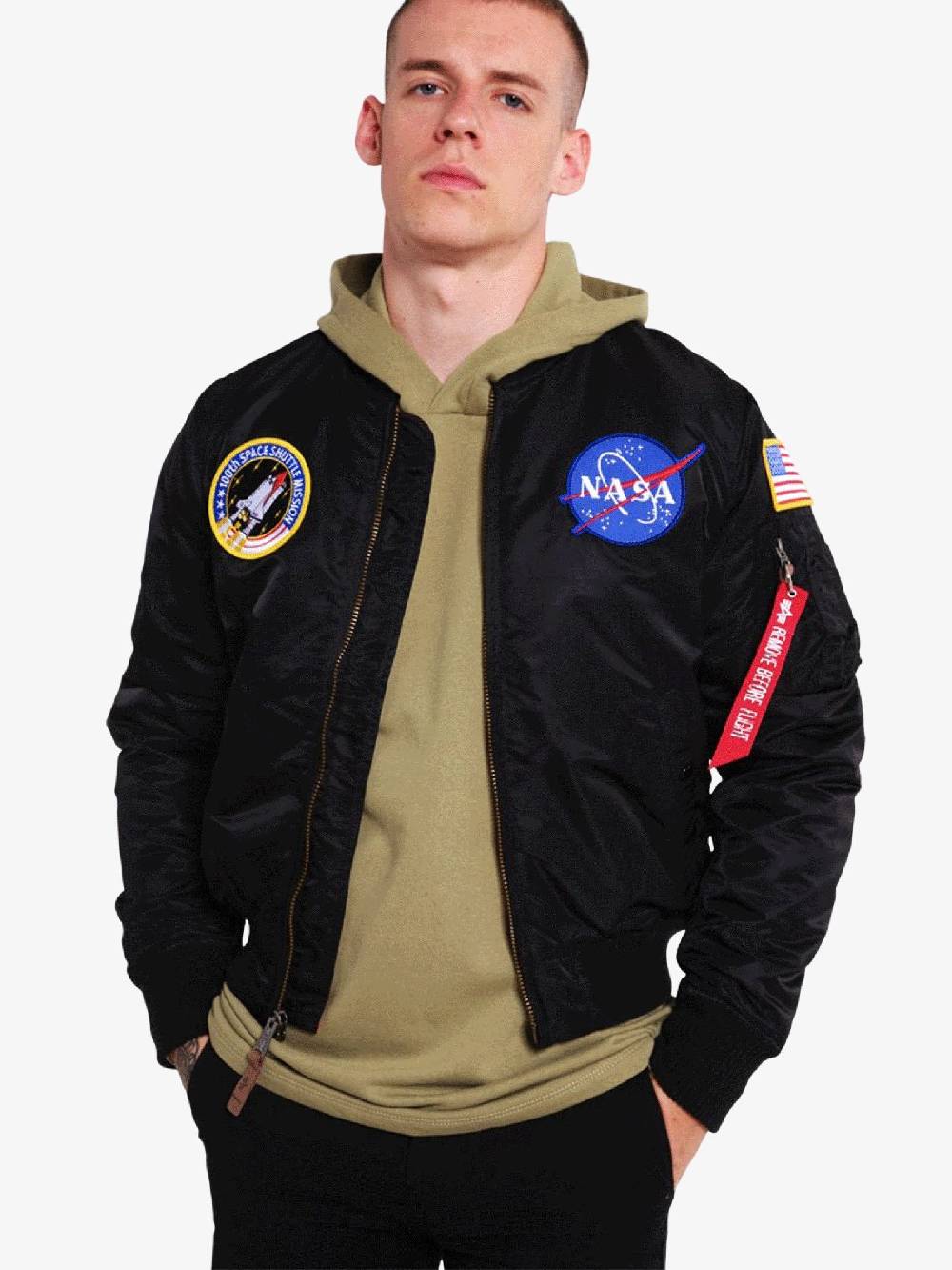 ALPHA INDUSTRIES Bomber MA-1 VF NASA 166107A03 Uomo Nero