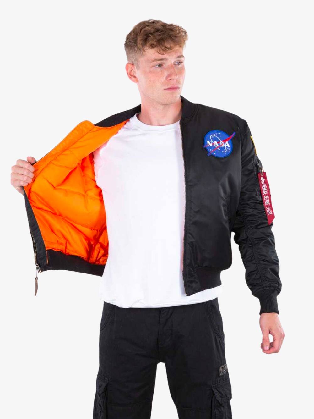 ALPHA INDUSTRIES Bomber MA-1 VF NASA 166107A03 Uomo Nero