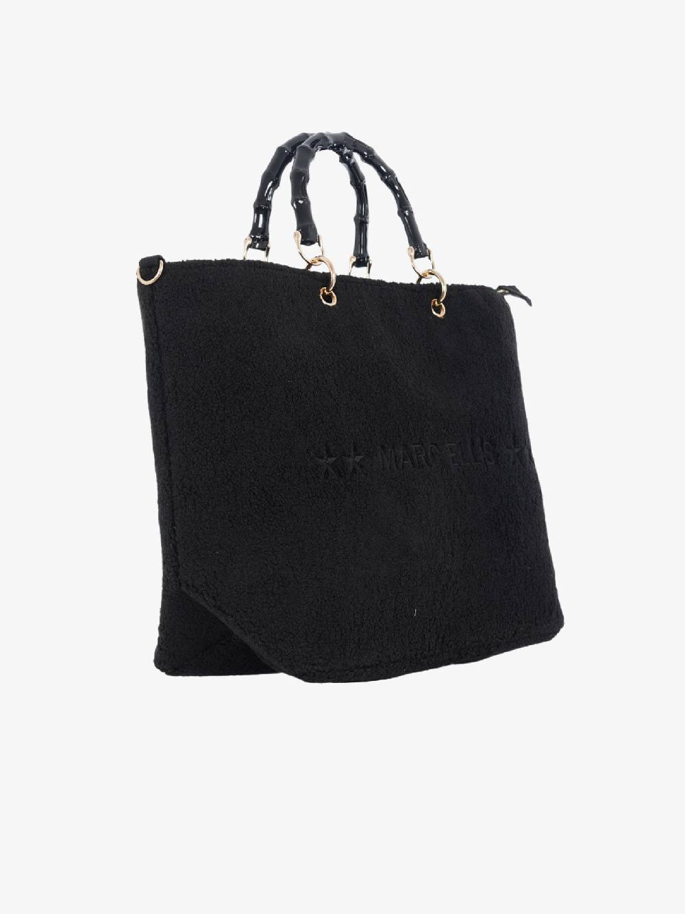 MARC ELLIS Borsa A Mano Bambù Bear L Donna Nera Con Corda