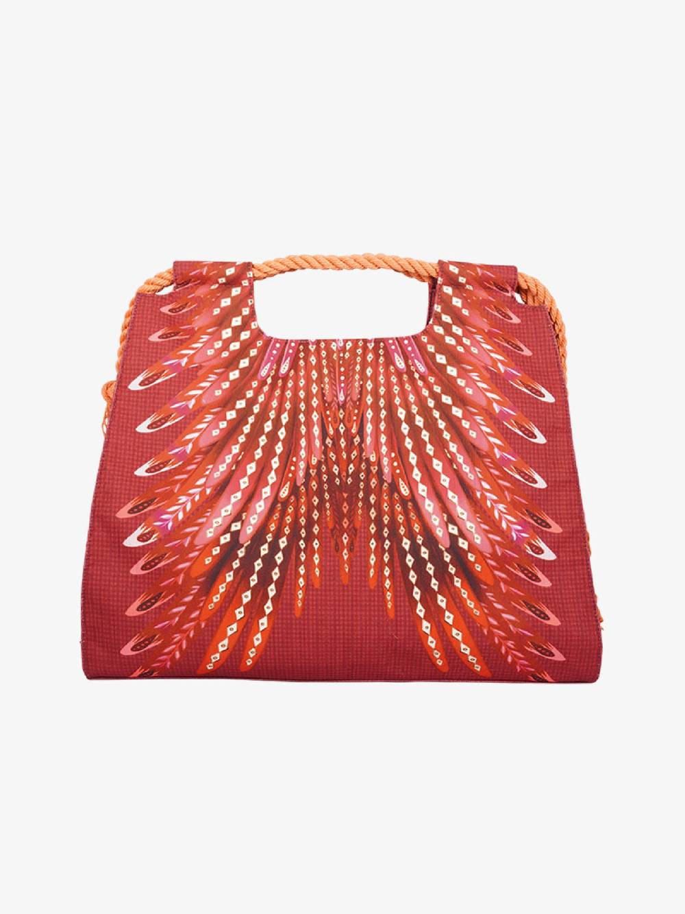 PIN UP Borsa A Mano Shopper Con Frange Stampa Wings PE002XB Donna Canvas Marrone