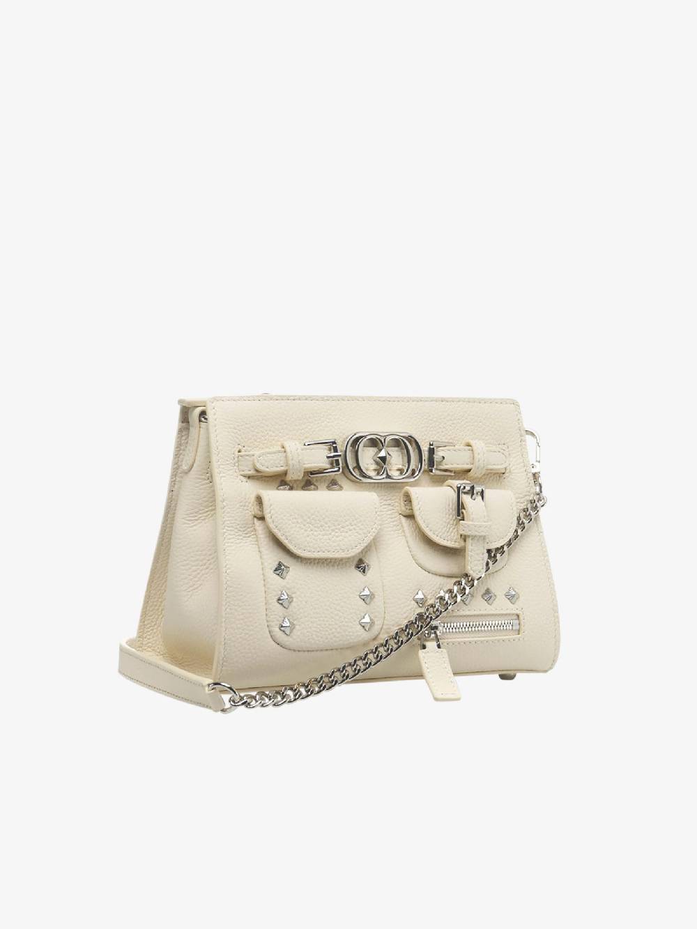 LA CARRIE Borsa A Spalla Rock Pocket M Donna In Pelle Avorio