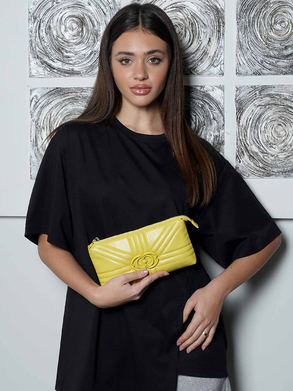 LA CARRIE Borse A Spalla GRATE DOUBLE WALLET Donna In Pelle Giallo