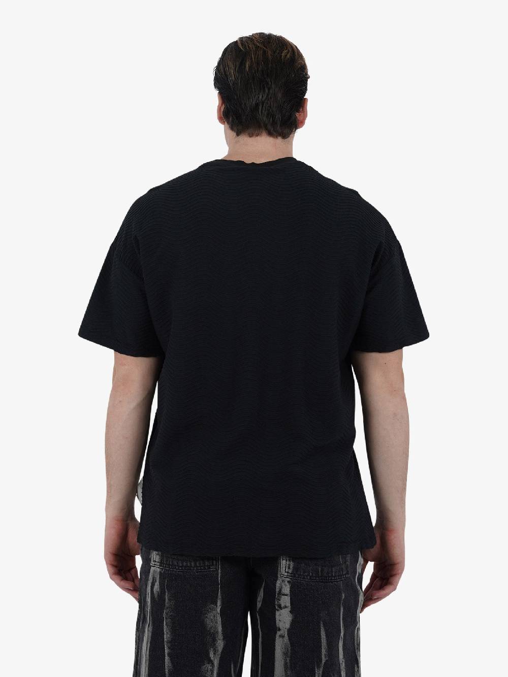 C93 T-shirt Effetto Onda 6067C483 Uomo Cotone Nero