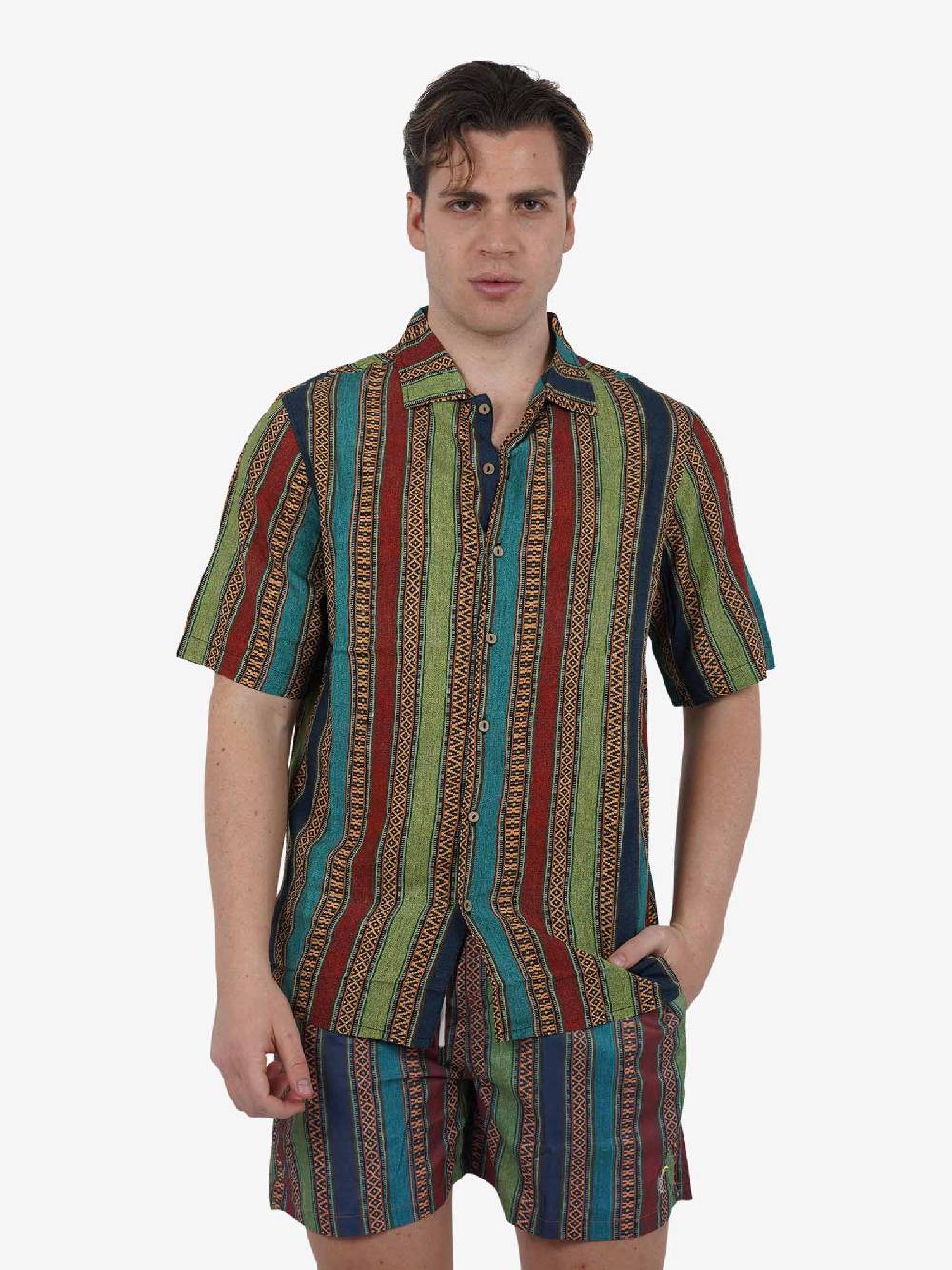 TOOCO Camicia Bowling A Maniche Corte BWL BAYRON Uomo Verde