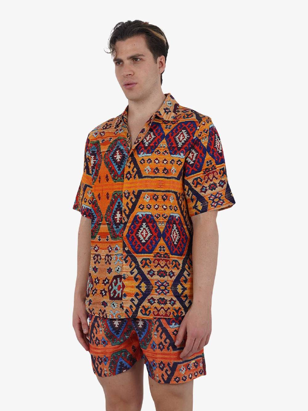 TOOCO Camicia Bowling A Maniche Corte BWL BEIRUT Uomo Arancione