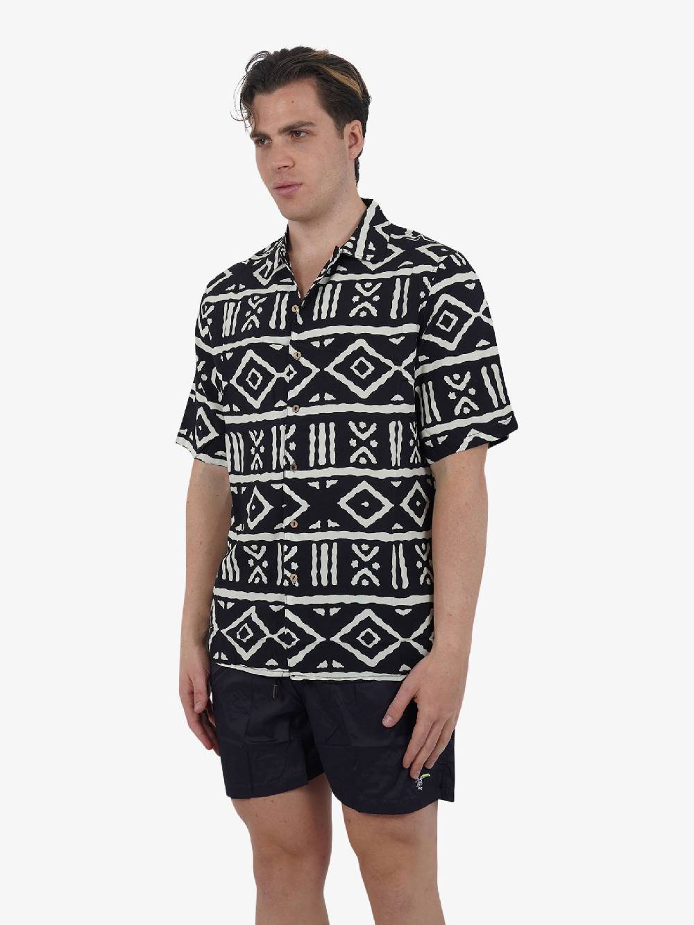 TOOCO Camicia Bowling A Maniche Corte BWL MAURITA Uomo Nero