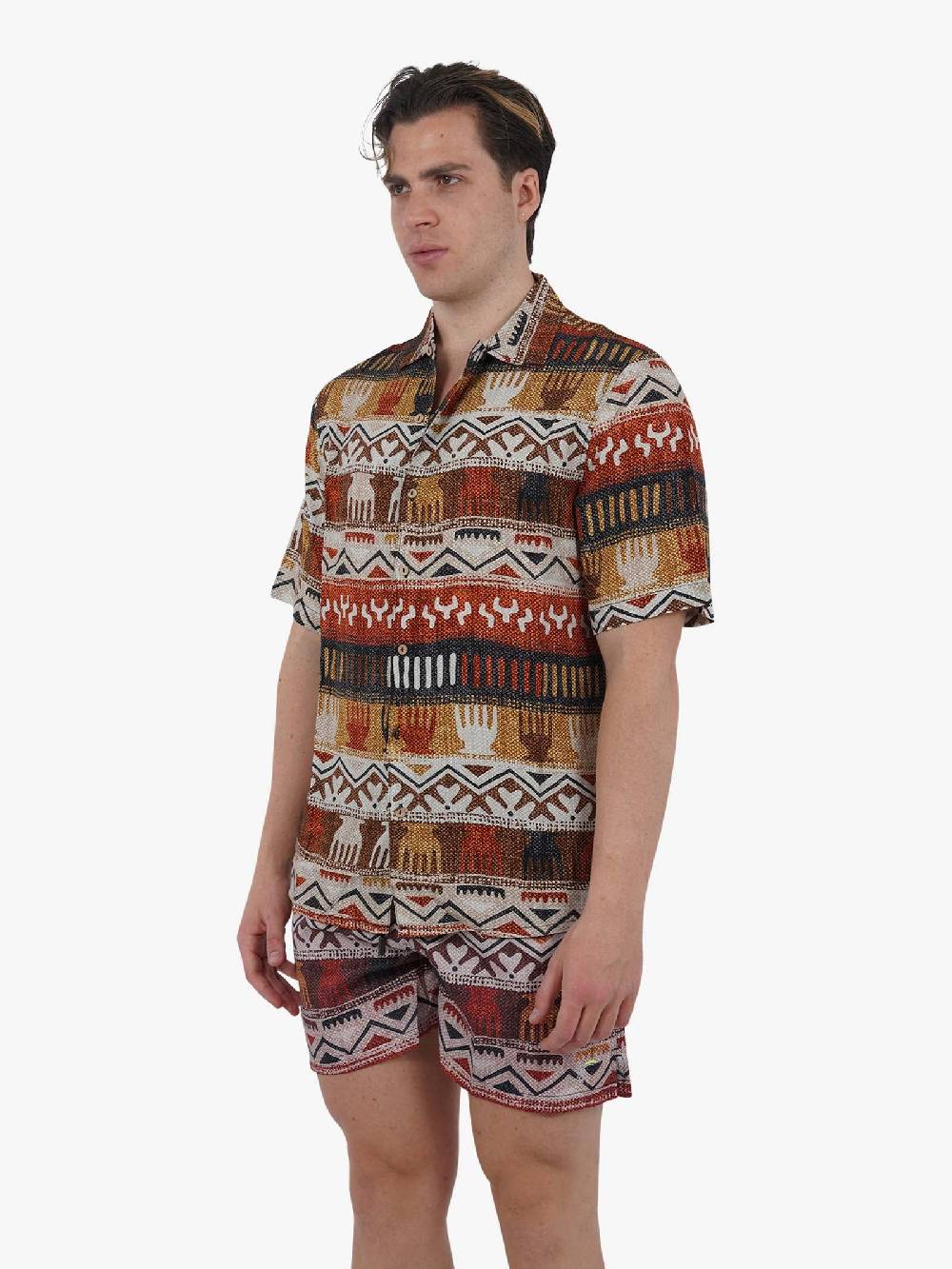 TOOCO Camicia Bowling A Maniche Corte BWL ZIMBAWE Uomo Marrone