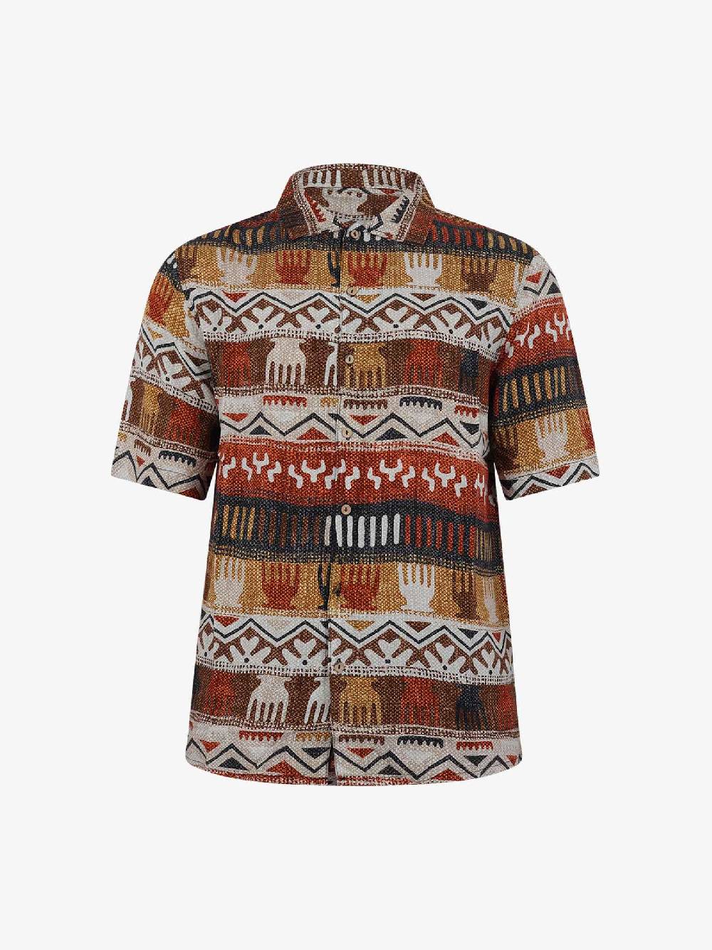 TOOCO Camicia Bowling A Maniche Corte BWL ZIMBAWE Uomo Marrone