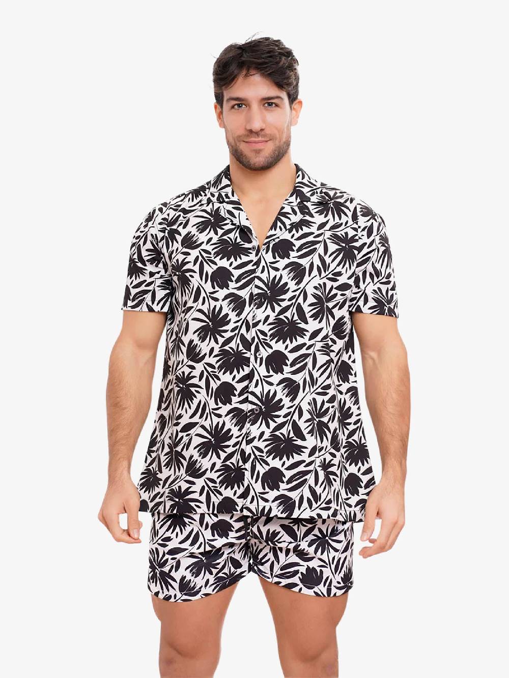 MOVE BEACHWEAR Camicia Bowling Con Stampa CAMICIA PRINT 24 Uomo Nero
