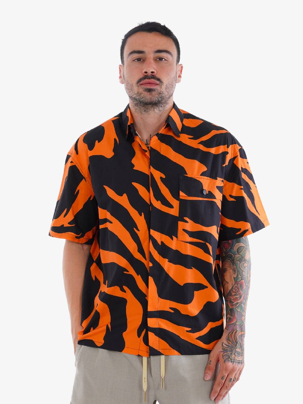 WHITE OVER Camicia Bowling Rockway Uomo Stampa Multicolore