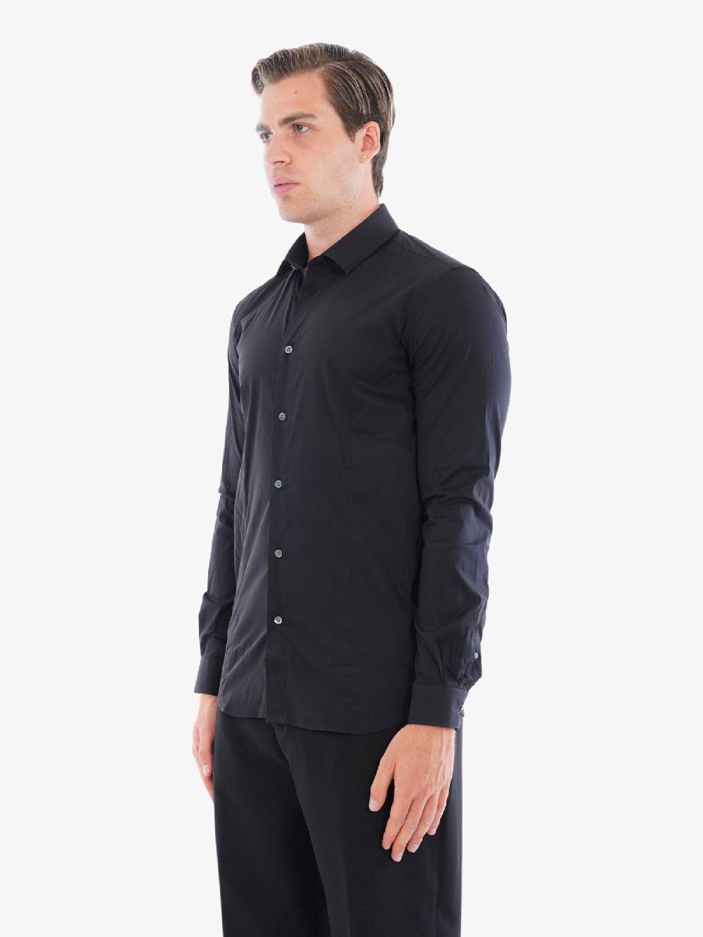GAZZARRINI Camicia CE130G Uomo In Misto Cotone Nero
