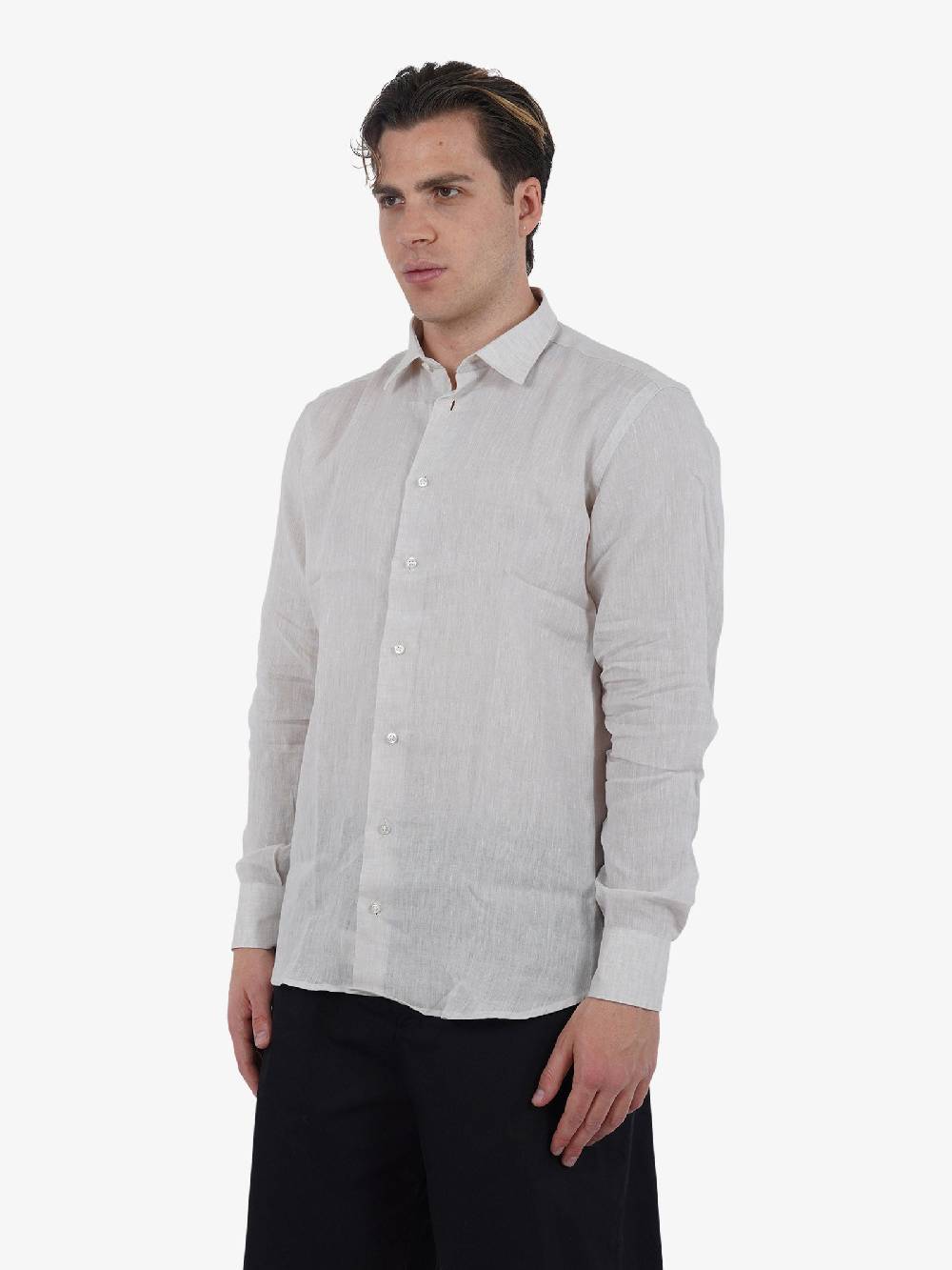 CAPRI VICE Camicia Classica Monocolore CPVS24CM01 Uomo Lino Beige