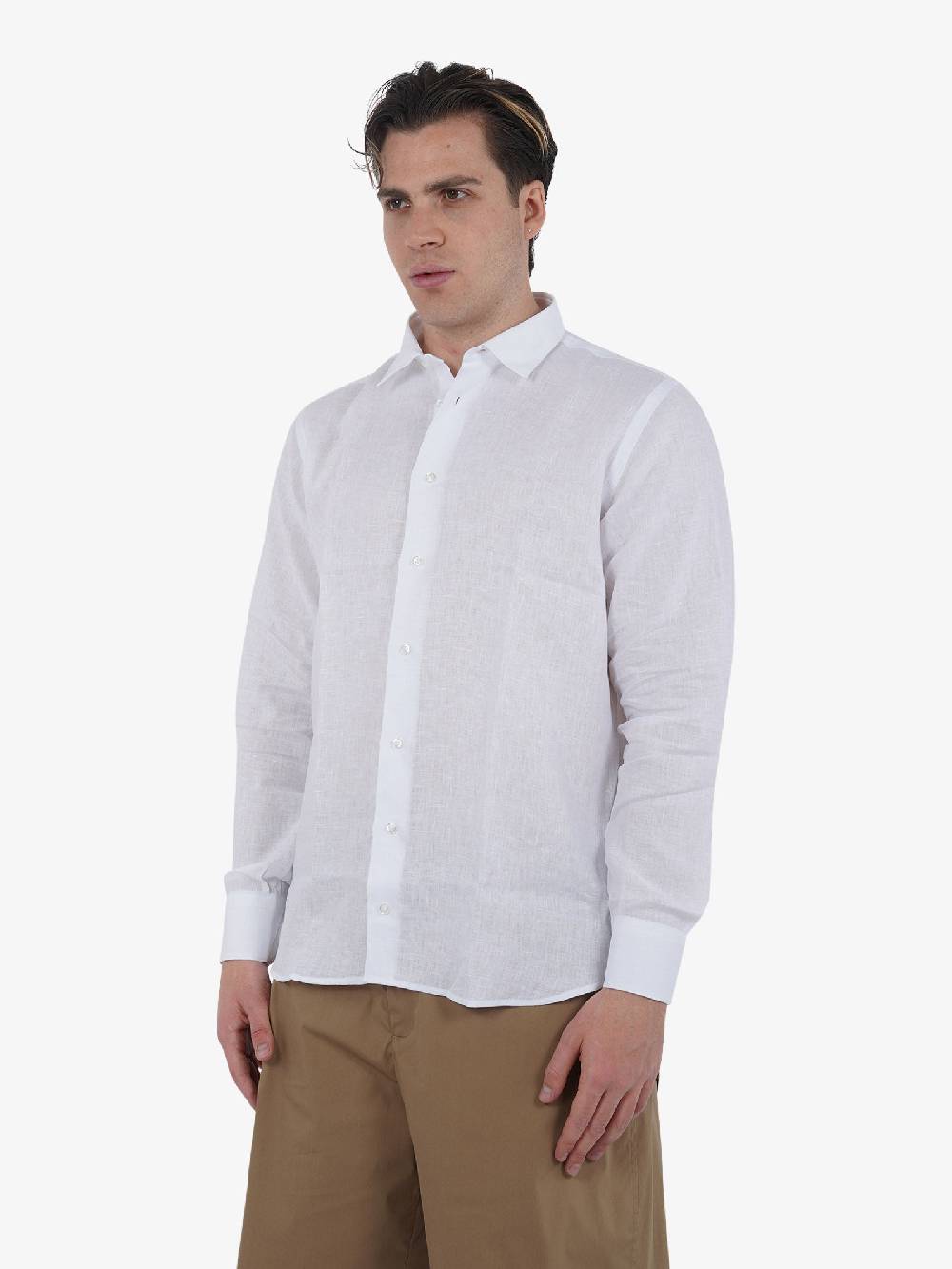 CAPRI VICE Camicia Classica Monocolore CPVS24CM01 Uomo Lino Bianco