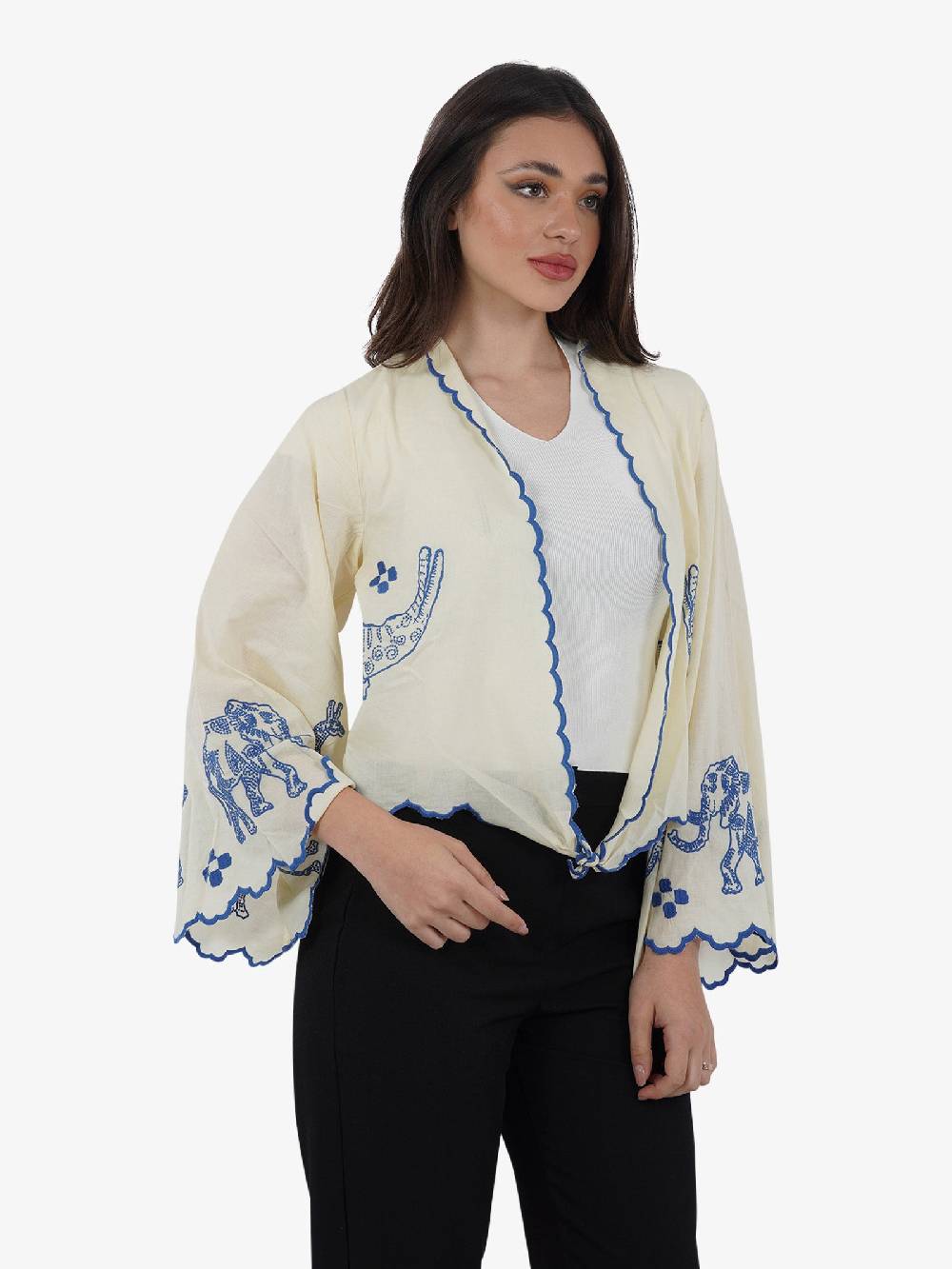 OTTOD'AME Camicia Con Stampa ATM_DC4907 Donna Cotone Panna