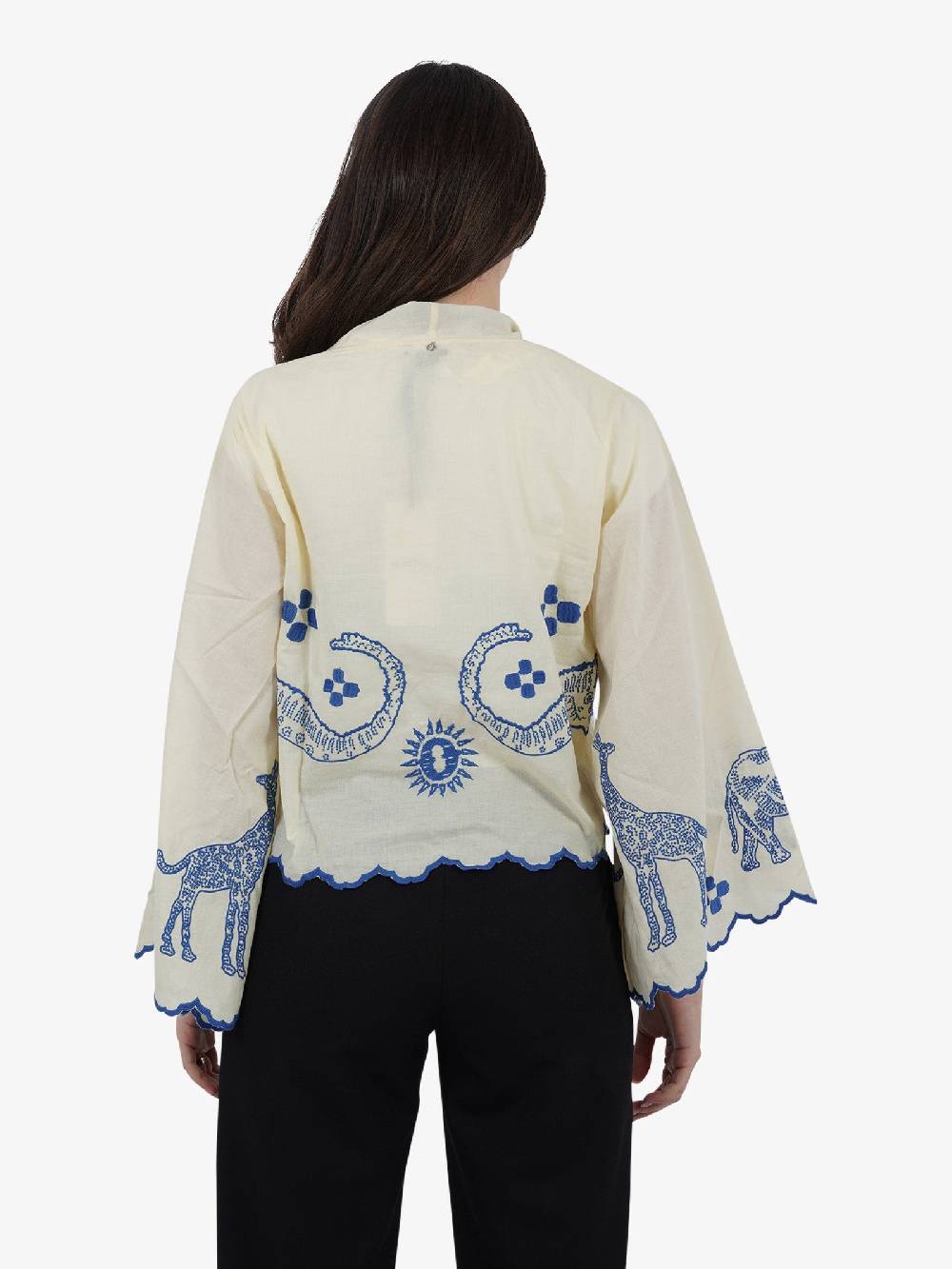 OTTOD'AME Camicia Con Stampa ATM_DC4907 Donna Cotone Panna