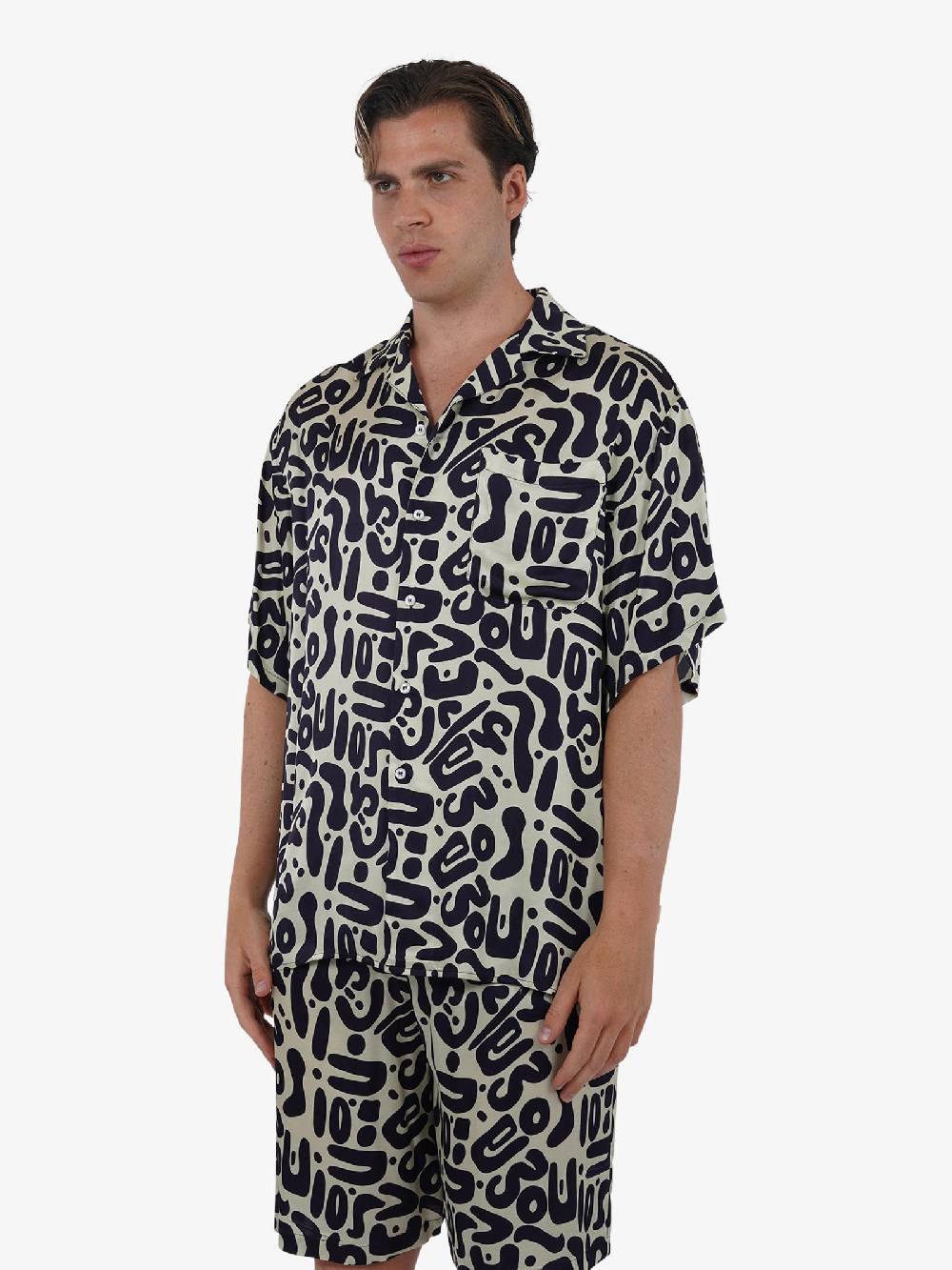 C93 Camicia Con Stampa C93-8116C491 Uomo Viscosa Blu