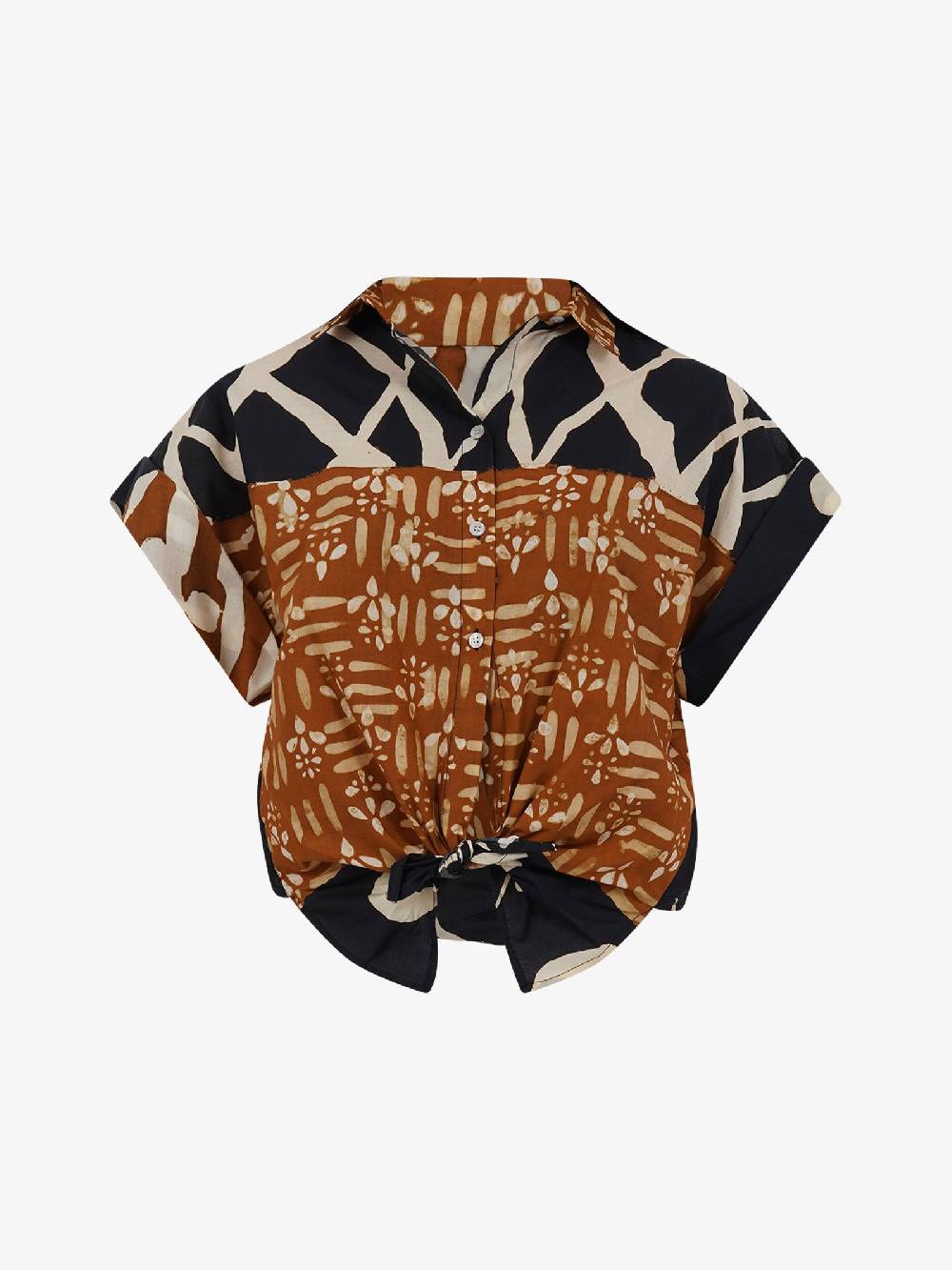 DIXIE Camicia Fantasia Geometrica CEGOUXV Donna Cotone Marrone