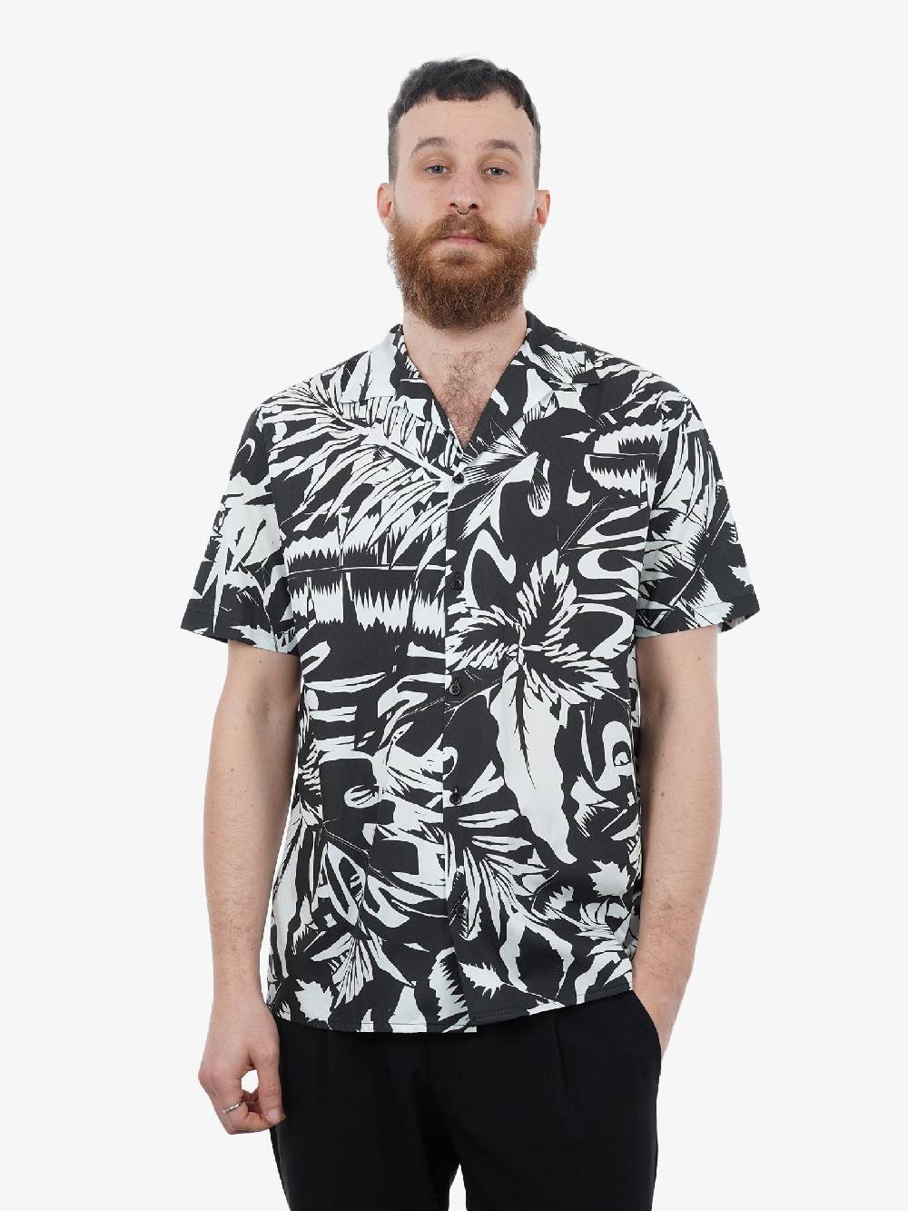 WHITE OVER Camicia Howard Uomo Con Stampa Bianco/nera