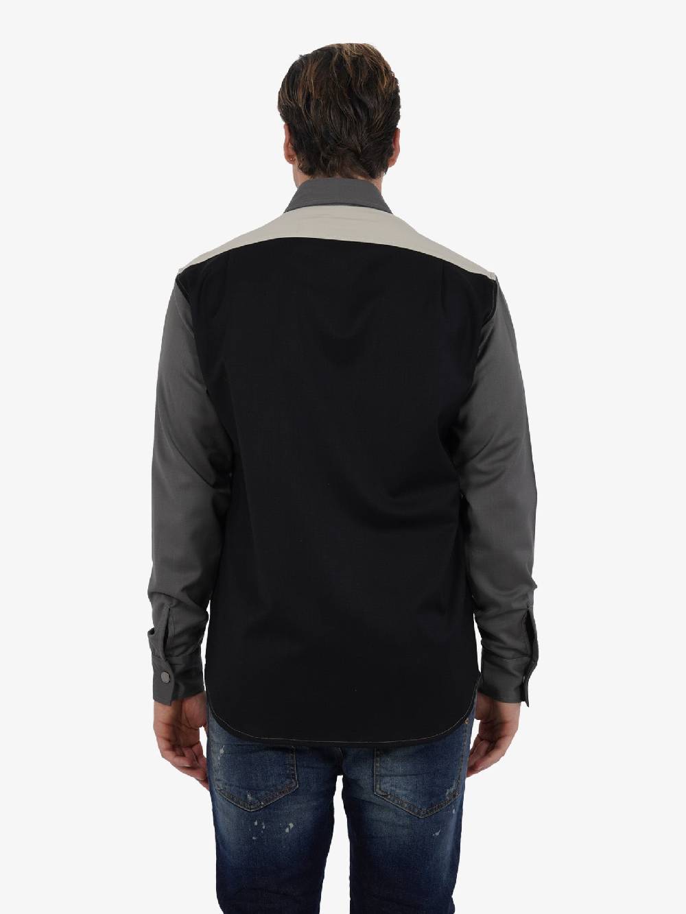 YES LONDON Camicia In Lana XCM7147 Uomo Bicolore Piombo/nero