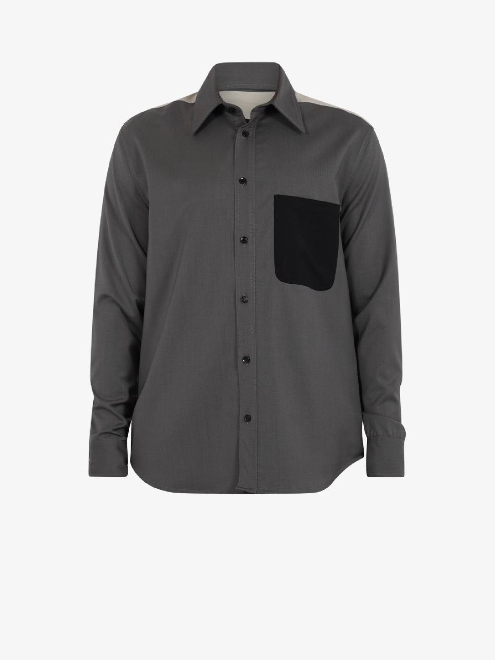 YES LONDON Camicia in lana XCM7147 uomo bicolore piombo/nero