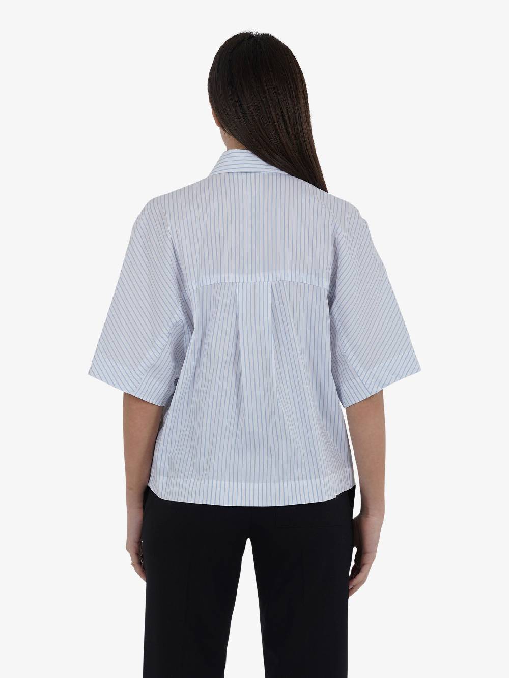 SEMICOUTURE Camicia In Popeline Rigato Victoria Y4SK30 Donna Bianco/azzurro