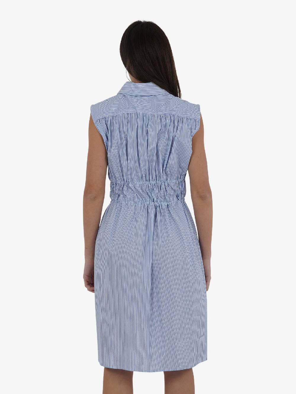 JIJIL Camicia Maxi CA165 Donna In Cotone A Righe Azzurro