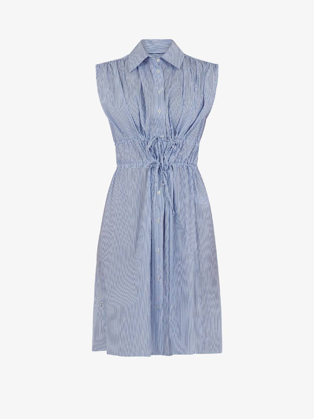 JIJIL Camicia Maxi CA165 Donna In Cotone A Righe Azzurro