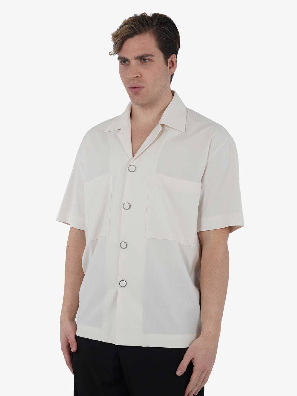 I'M BRIAN Camicia Mezza Manica Con Tasconi CA2883 Uomo Panna