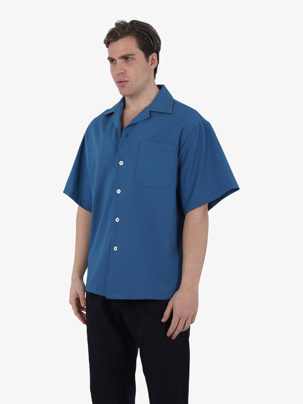 C93 Camicia Mezza Manica Tinta Unita C93-8116C492 Uomo Blu