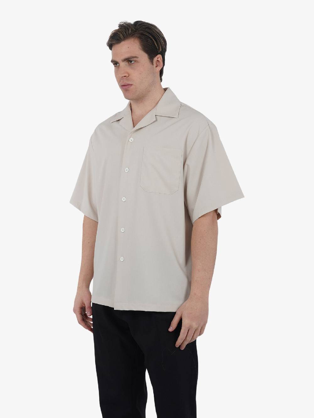 C93 Camicia Mezza Manica Tinta Unita C93-8116C492 Uomo Beige