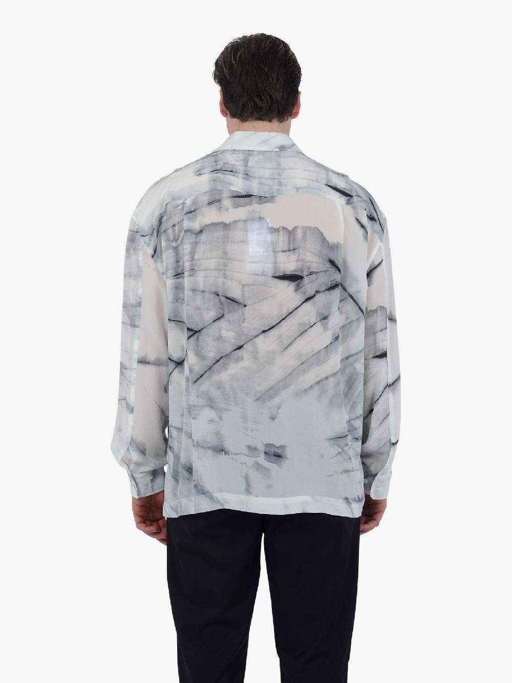 GRIFONI Camicia Over Con Fantasia GR120057/19 Uomo Seta Grigio