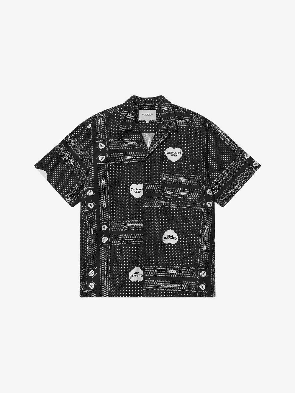 CARHARTT WIP Camicia S/S Heart Bandana I033075_24M_XX uomo in cotone nero/bianco