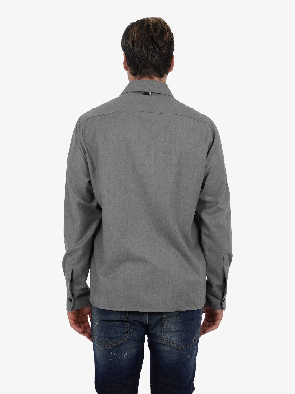 LOW BRAND Camicia S134 Uomo In Flanella Di Lana Grigio