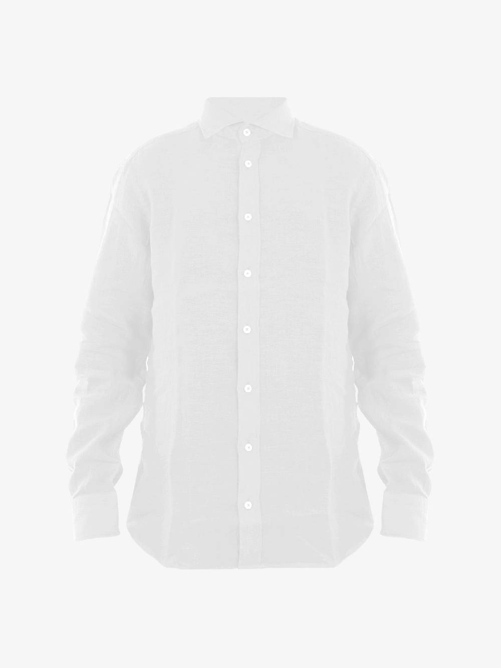 BASTONCINO Camicia Simo Collo 164 Uomo In Lino Bianco
