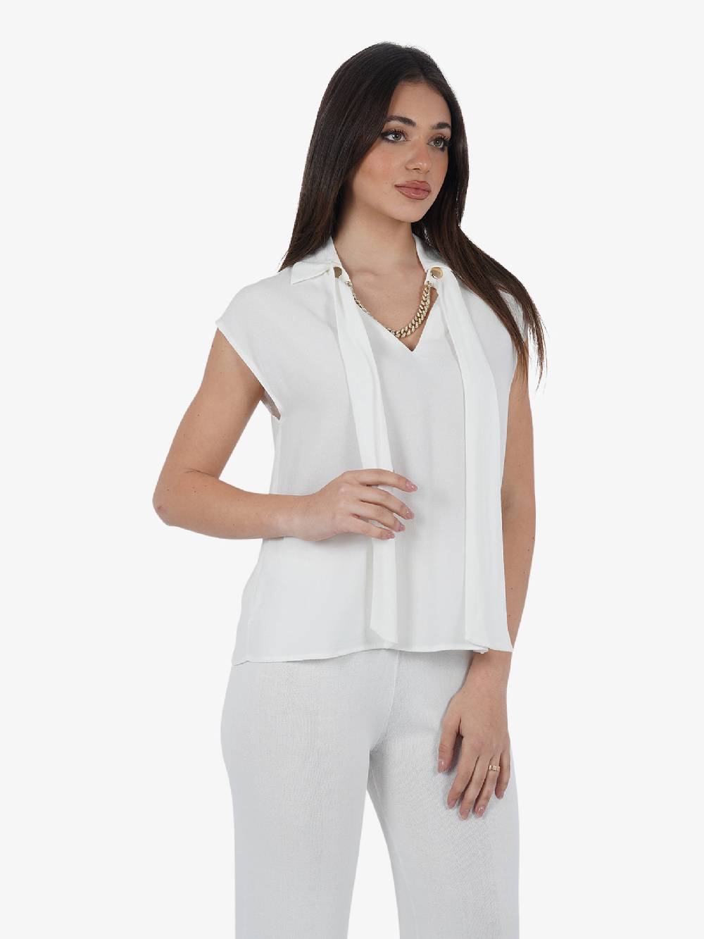 TRASH AND LUXURY Camicia TL-02SS240430 Donna Viscosa Panna