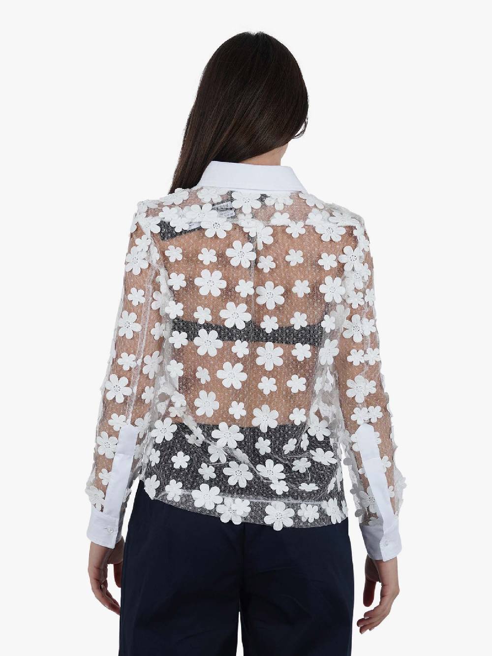 NORA BARTH Camicia Trasparente 24339/B-158 Donna Bianco