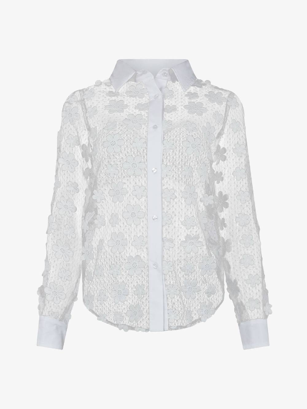 NORA BARTH Camicia Trasparente 24339/B-158 Donna Bianco