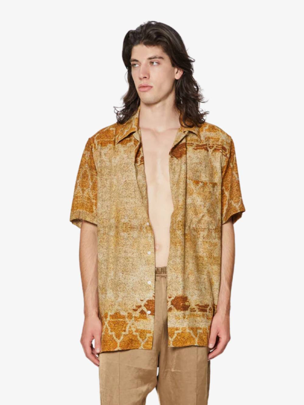 DANILO PAURA Camicia Uomo Beige In Viscosa Jeremy Bowling Shirt