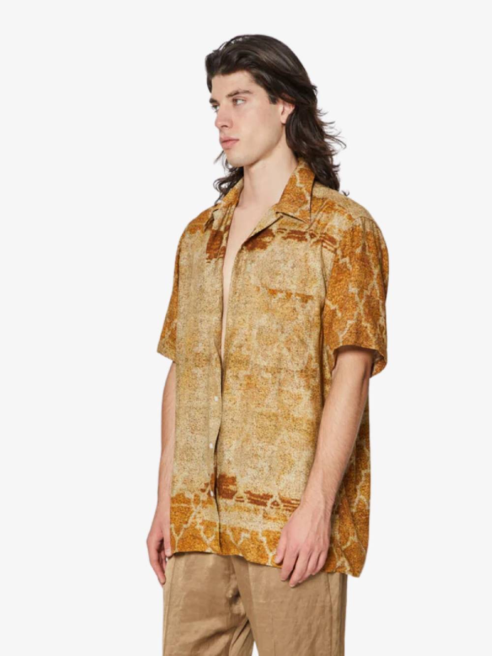 DANILO PAURA Camicia Uomo Beige In Viscosa Jeremy Bowling Shirt