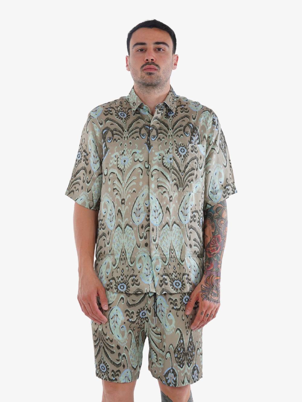 LOW BRAND Camicia Uomo In Viscosa Multicolore Verde S126