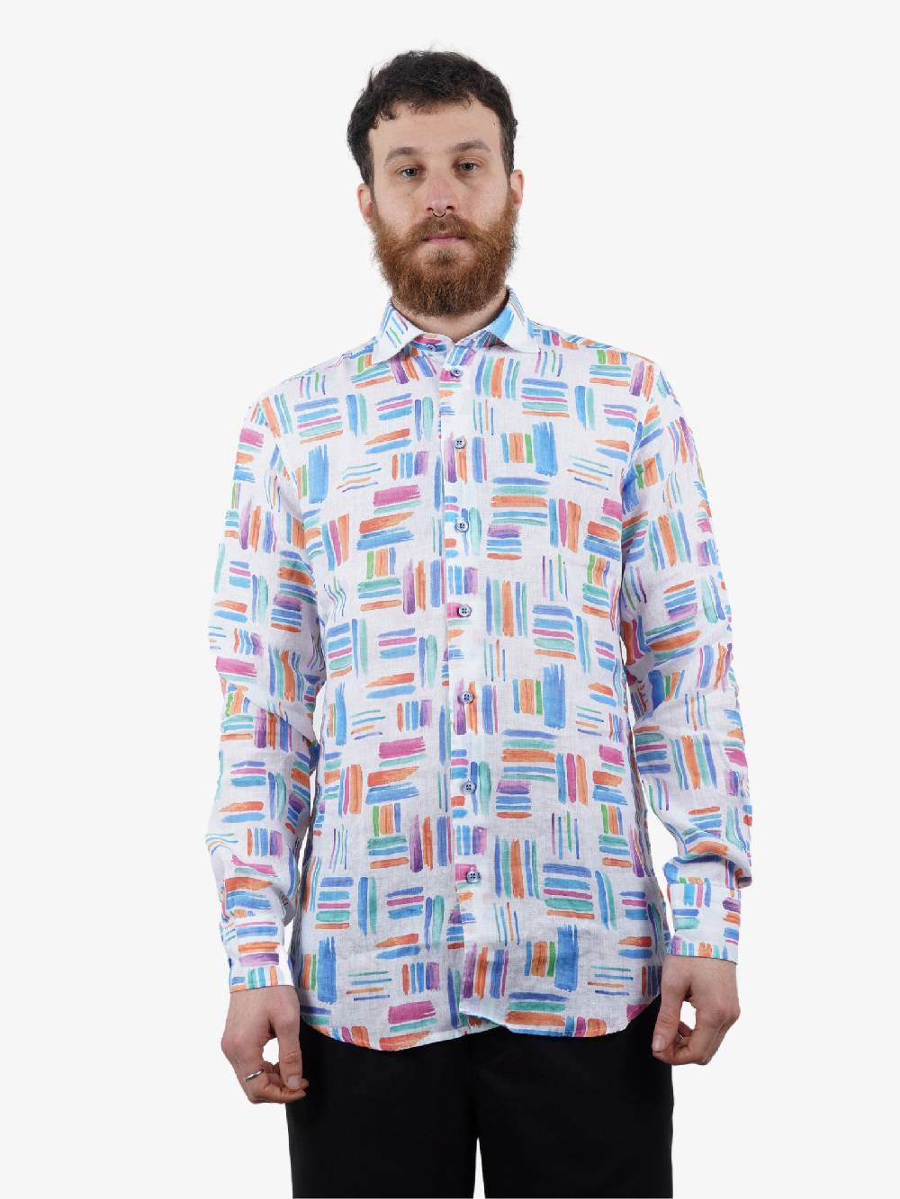 BASTONCINO Camicie Uomo Lino Multicolor Simo Collo 164