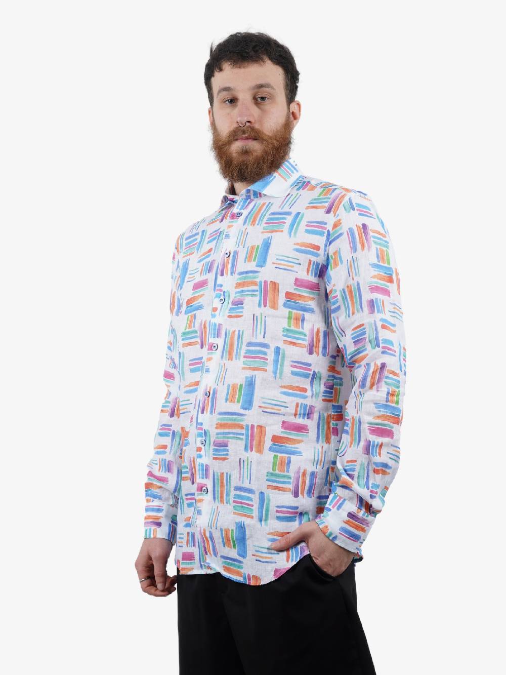 BASTONCINO Camicie Uomo Lino Multicolor Simo Collo 164