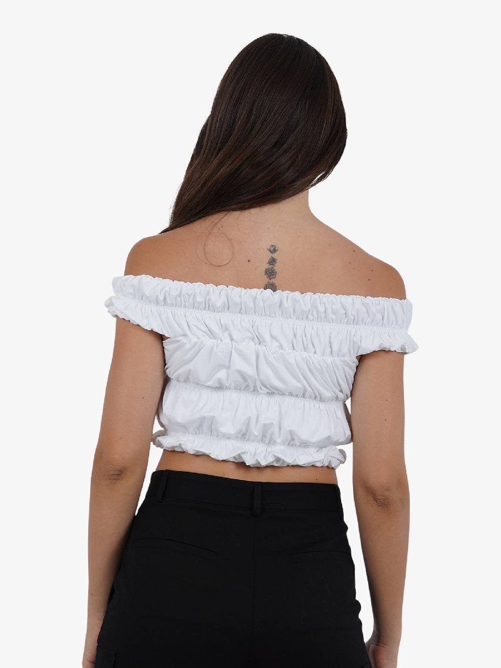 JIJIL Canotta Cropped Elasticizzata CN228 Donna Bianco