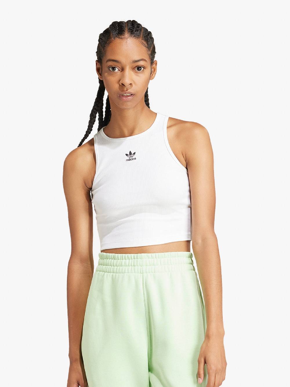 ADIDAS Canotta Cropped Essentials Rib IY5920 Donna Cotone Bianco