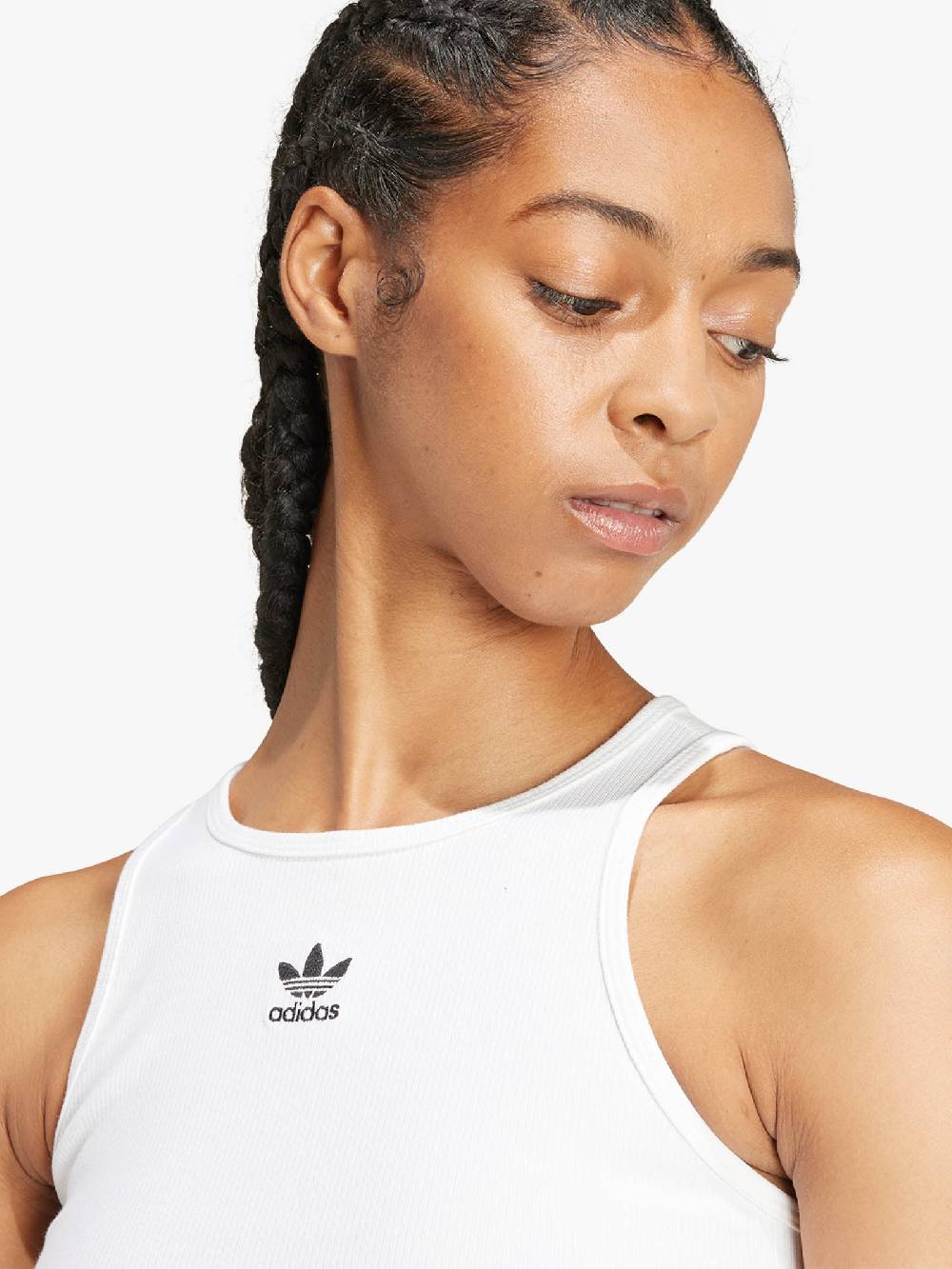 ADIDAS Canotta Cropped Essentials Rib IY5920 Donna Cotone Bianco