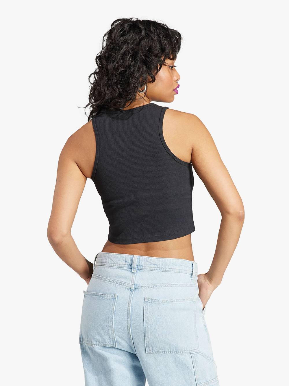 ADIDAS Canotta Croppes Essentials Rib IJ8251 Donna Cotone Nero