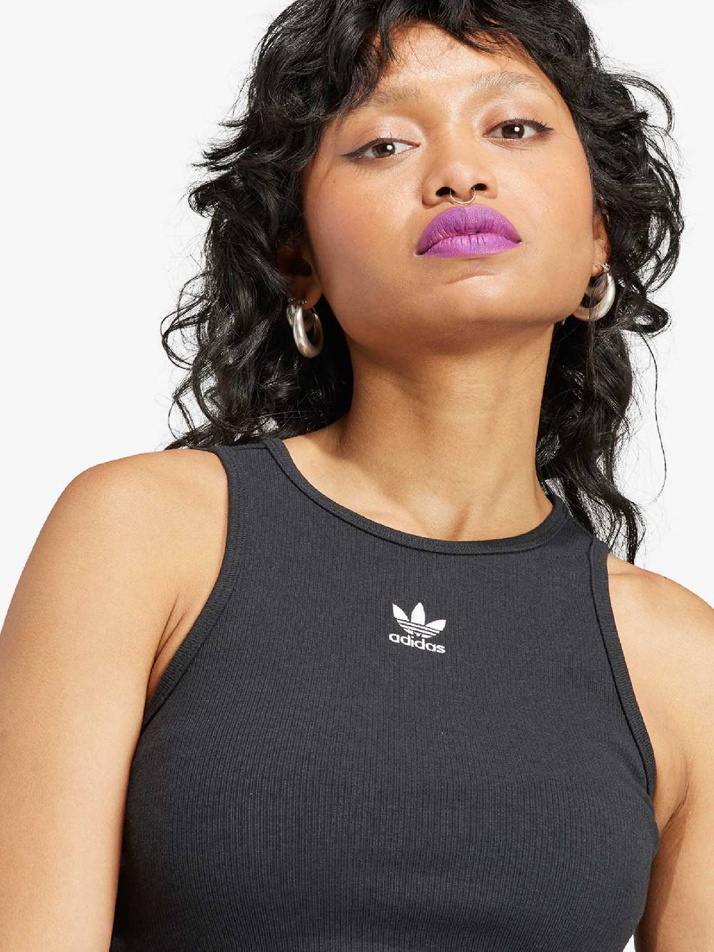 ADIDAS Canotta Croppes Essentials Rib IJ8251 Donna Cotone Nero