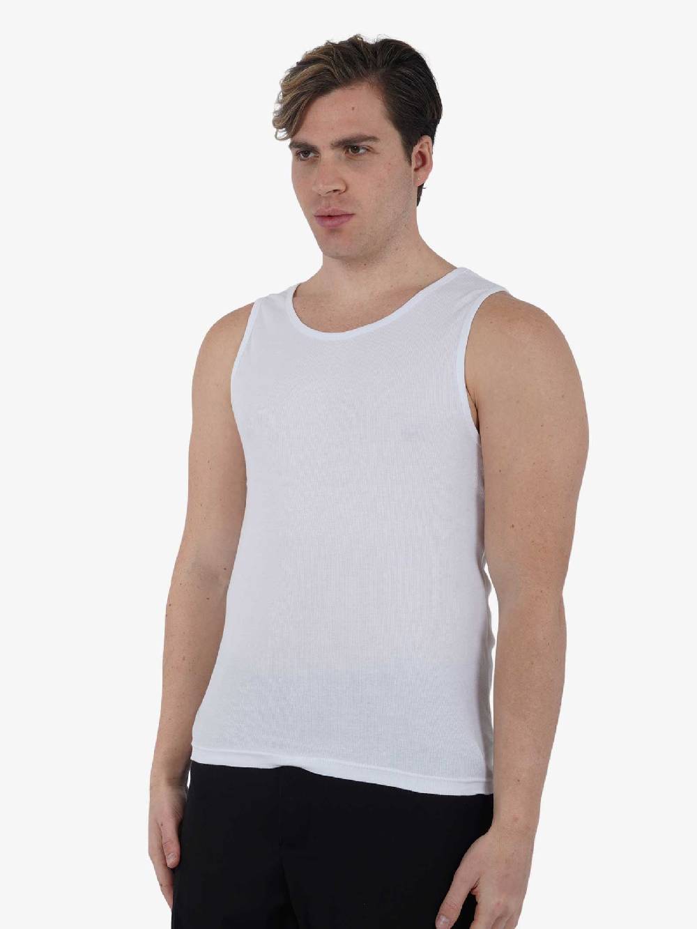 I'M BRIAN Canotta In Costina CN2903 Uomo Cotone Bianco