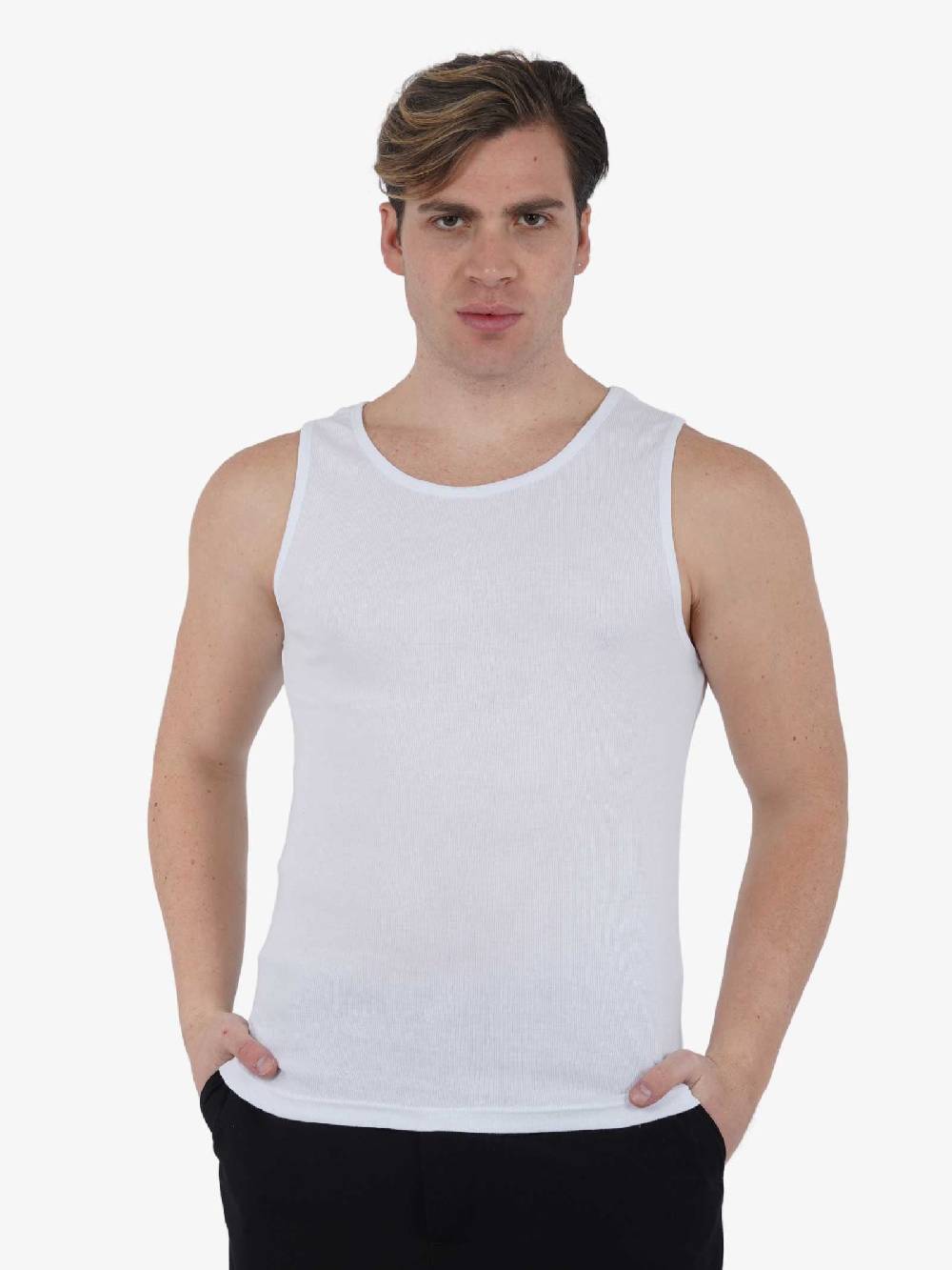 I'M BRIAN Canotta In Costina CN2903 Uomo Cotone Bianco