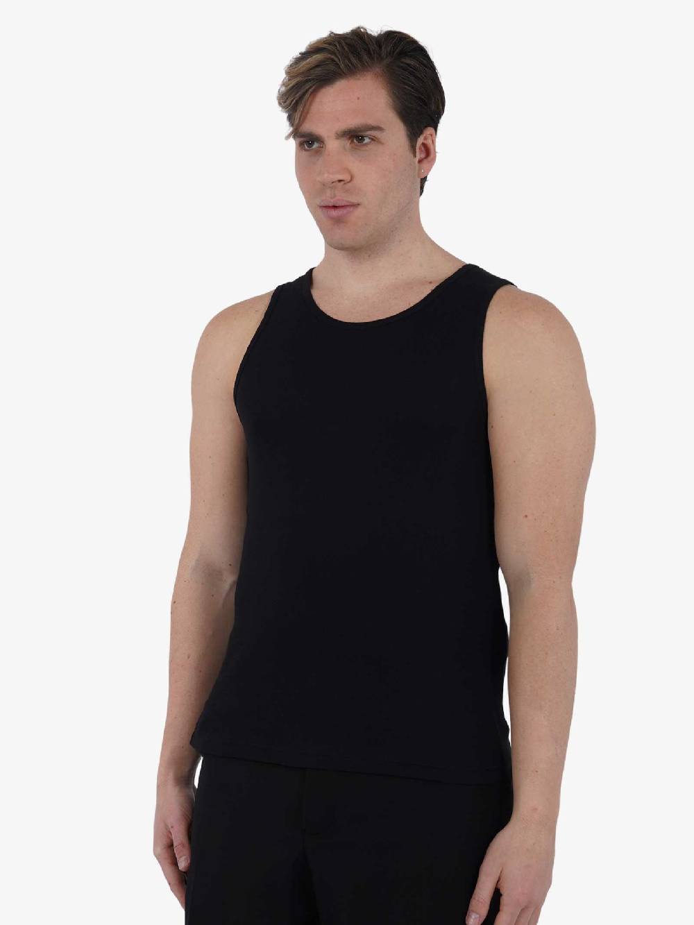 I'M BRIAN Canotta In Costina CN2903 Uomo Cotone Nero